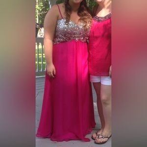 Pink sequin prom dress- Size 16